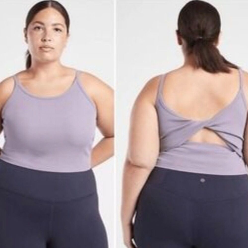 Athleta Powervita 3X Lavender Twist back Tank Top Gym Workout Athletic Casual